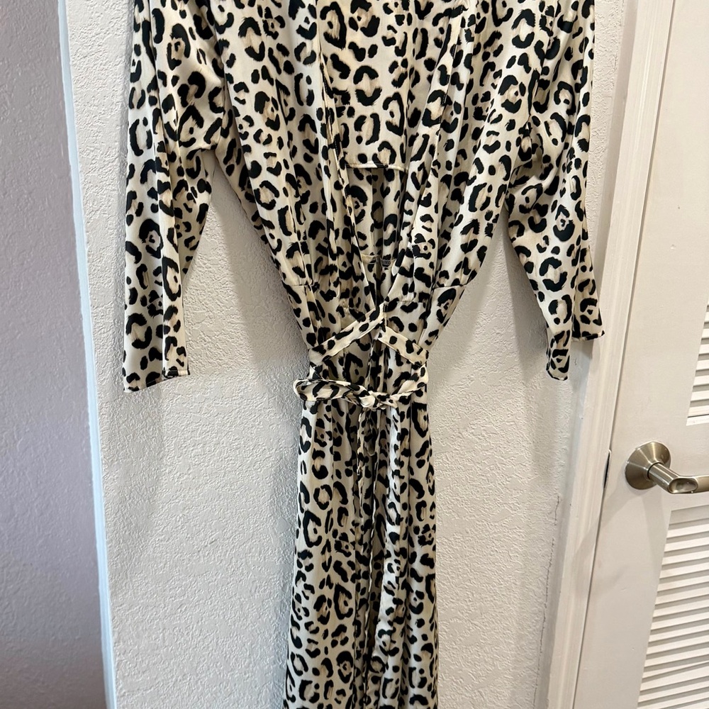 Zara Leopard Print Wrap Dress in Cream and Black